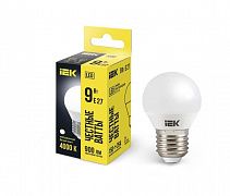 Лампа светодиодная Eco G45 9Вт шар 4000К нейтр. бел. E27 230В IEK LLE-G45-9-230-40-E27