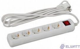 Удлинитель 3М 5 Розетки + Выкл. ELWATT новинка