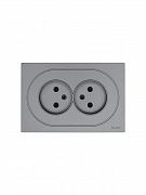 Розетка 2-м СП OSEN без заземл. ПБТ механизм сер. матов. LEZARD 743-7400-128B
