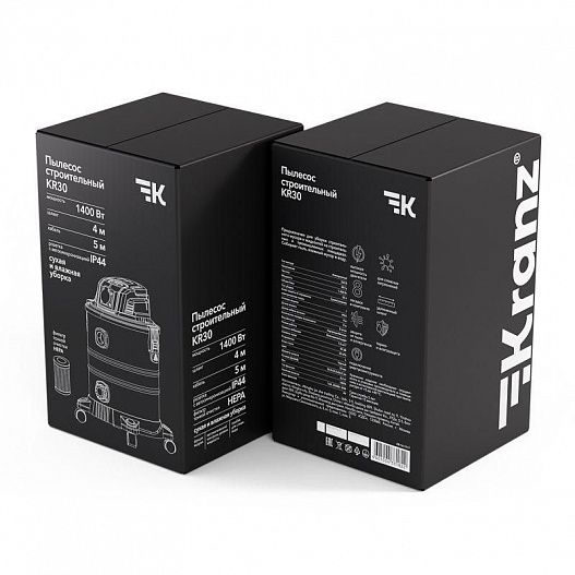 Пылесос строительный KR30 1400Вт 30л 4м Kranz KR-16-1117