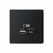 Systeme Electric ArtGallery Карбон USB Розетка A + тип-C 45Вт высокоскор.заряд. QC, PD, механизм