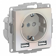 SE AtlasDesign Жемчуг SO + USB Розетка A+A, 5В/2,4А, 2х5В/1,2А, механизм