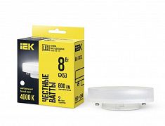 Лампа светодиодная 8Вт T75 таблетка 4000К нейтр. бел. GX53 230В IEK LLE-T80-8-230-40-GX53
