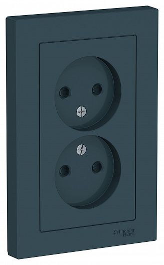 SE AtlasDesign Изумруд Розетка б/з двойная, со шторками,16А, в сборе