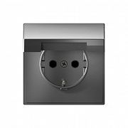 Systeme Electric ArtGallery Сталь Розетка с заземл. со шторк. с крышкой, 16А, IP20, механизм