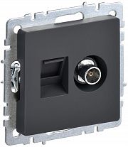 Розетка компьютерная + телевизионная 2-м BRITE  RJ45 кат.5E + TV графит IEK BR-AK20-1-K53